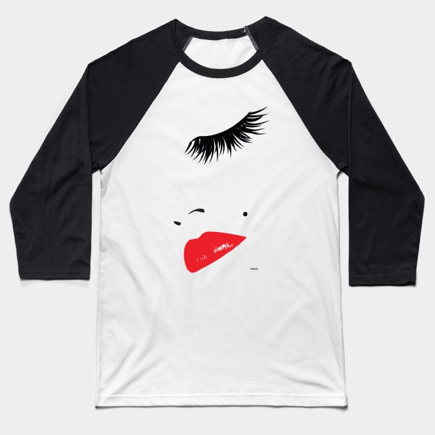Eye Lashes In Vogue t-shirt Lips Print Shirt Tops Tees Baseball T-Shirt by creative